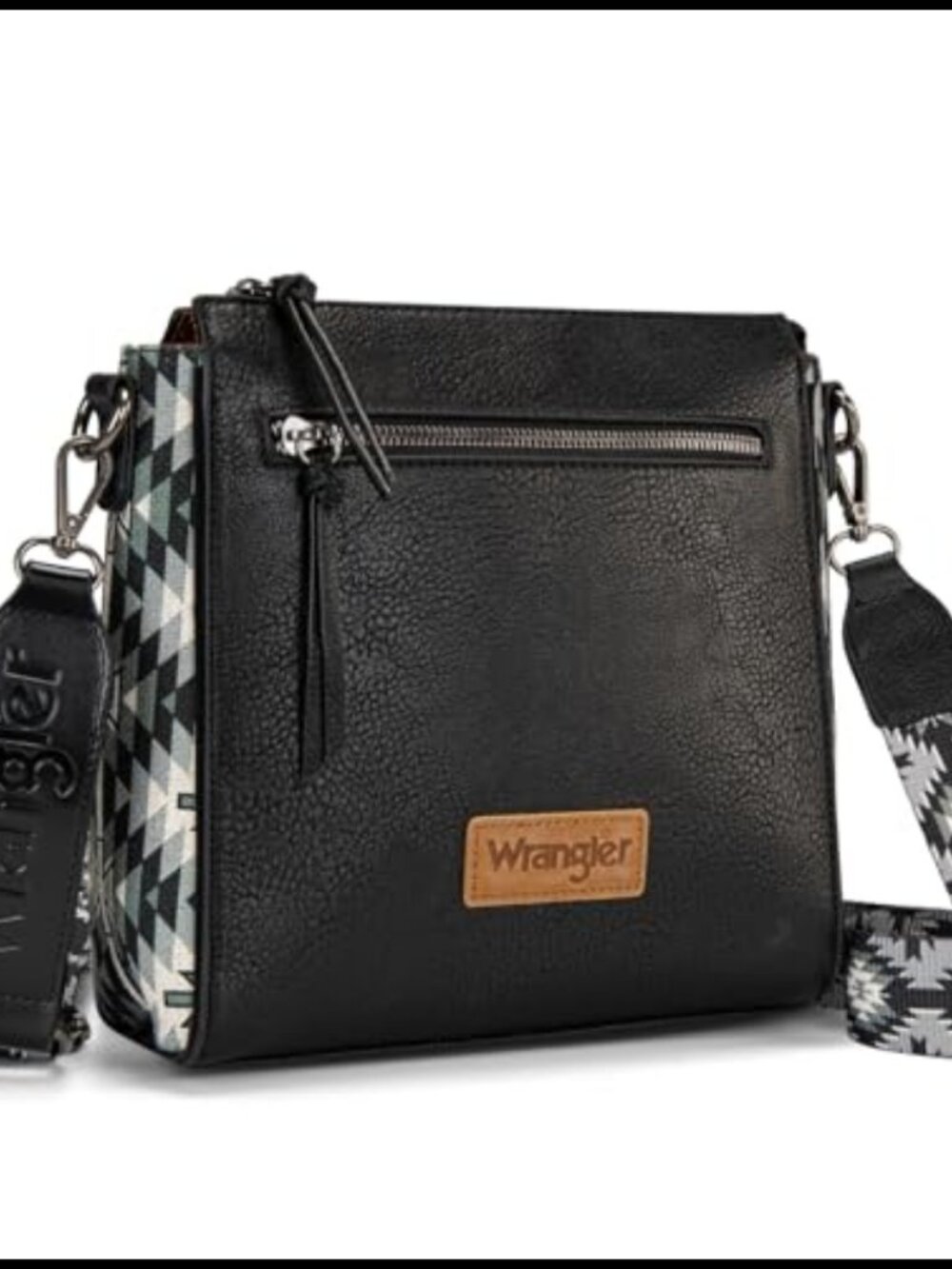 PU Leather Crossbody Shoulder Bag Aztec Patchwork Multi Zip Satchel